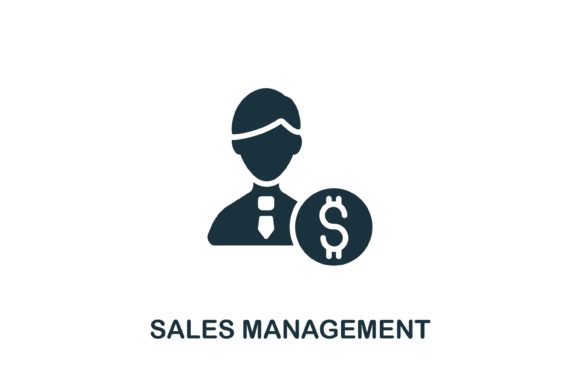 Sales Management Icon: Elevating Business Visuals with Monochrome Vector Graphics